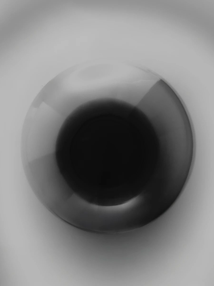 top-down view of the crystal sphere appearing as a dark concentric circle