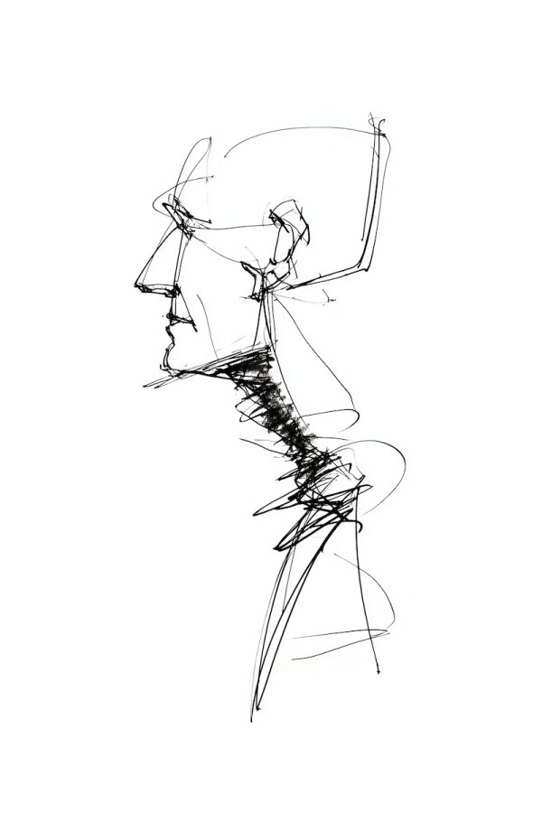 abstract and geometric black and white pencil illustration of the art advisory service