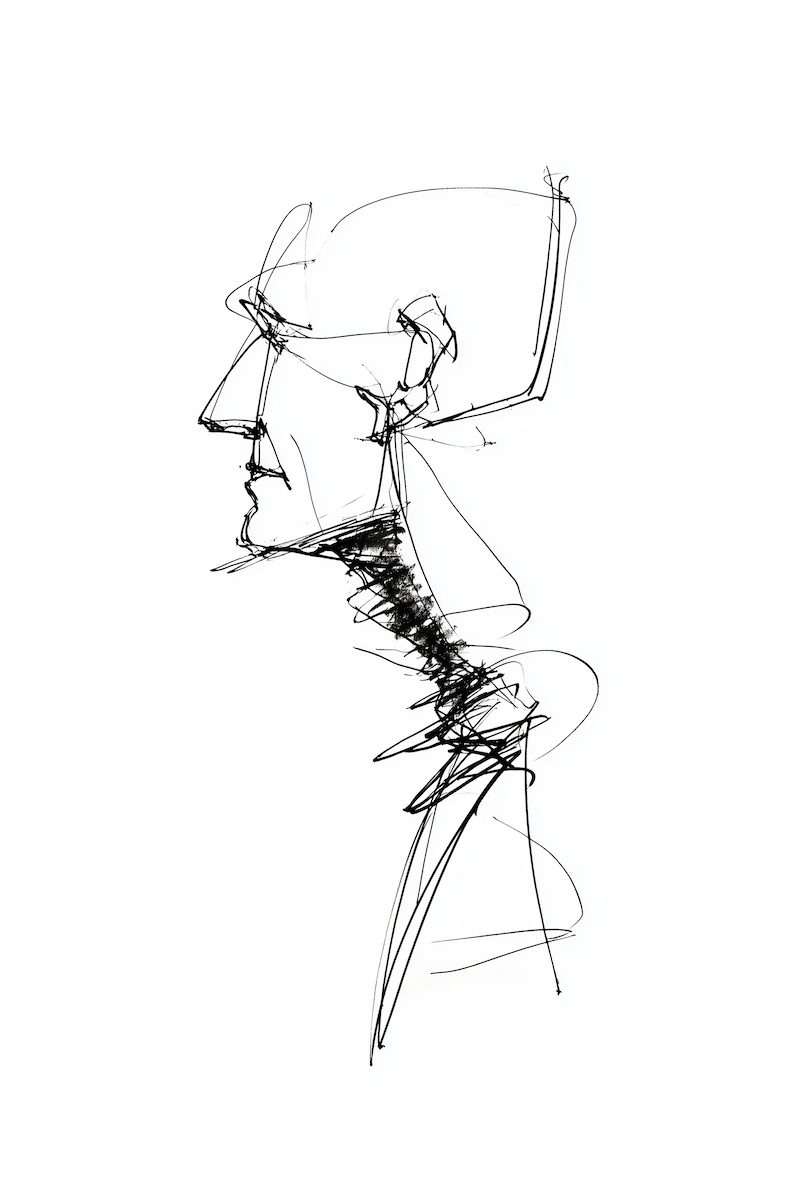 abstract and geometric black and white pencil illustration of the art advisory service
