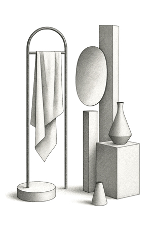 Dettaglio di styling d’interni con luce radente