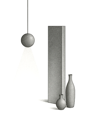 Lampada scultorea illuminata